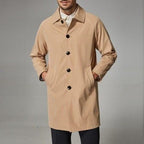 Men's Mid-length Loose Skin Trench Casual Thin Coat Khaki - D&A