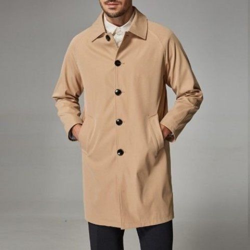 Men's Mid-length Loose Skin Trench Casual Thin Coat Khaki - D&A
