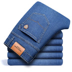 Men's Jeans Straight Loose Elastic Business Trousers Light Blue - D&A