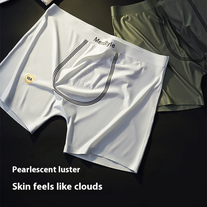 Satin Ice Silk Breathable Single-layer Bottom Crotch Seamless Boxers - D&A