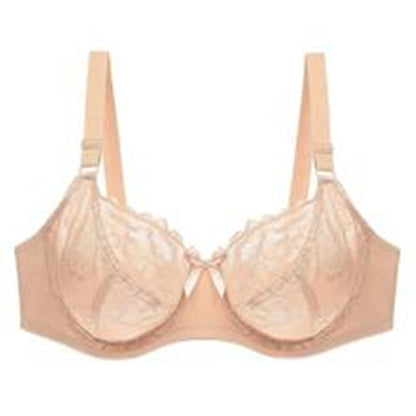 Pure color bra lace women's plus size bra underwear Beige - D&A