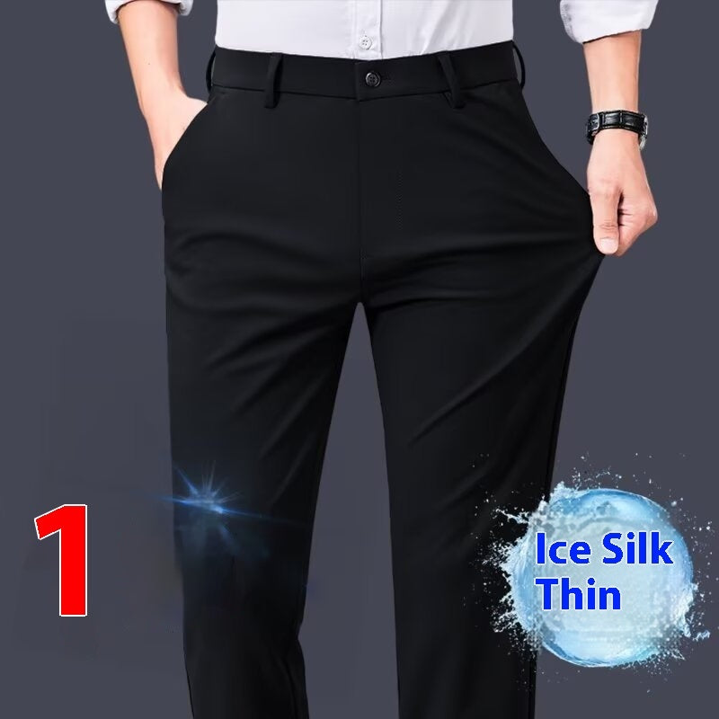 Men's Business Casual Trousers Spring And Summer Drape X11 Black - D&A