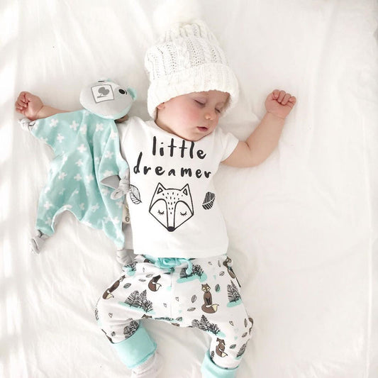 Newborn Baby Clothes Set T-shirt Tops Pants Little Boys and Girls Outfits - D&A