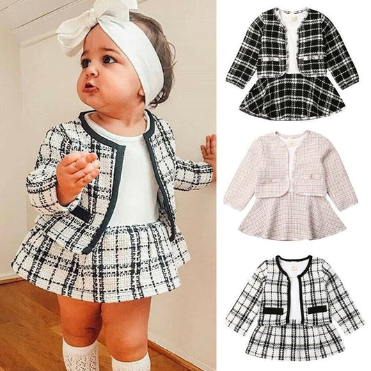 Long-sleeved Dresses Two-piece Children's Baby Small Incense Wind Suit - D&A