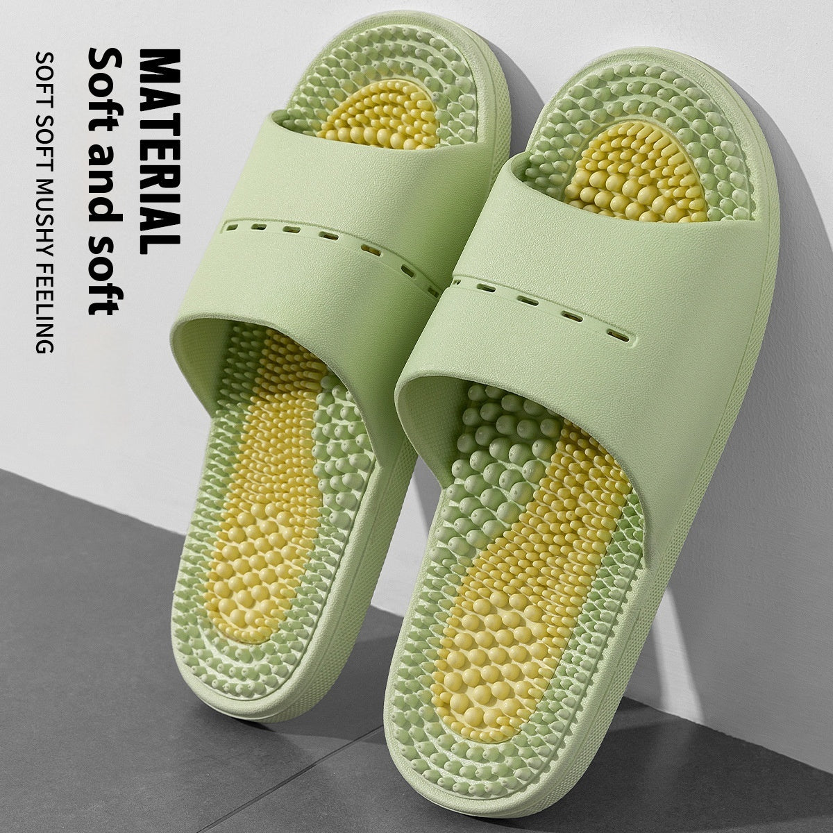 Ball Massage Sandals Bathroom Bath Non-slip Wear-resistant Anti-slip Bath Mat Pedicure Green543 - D&A