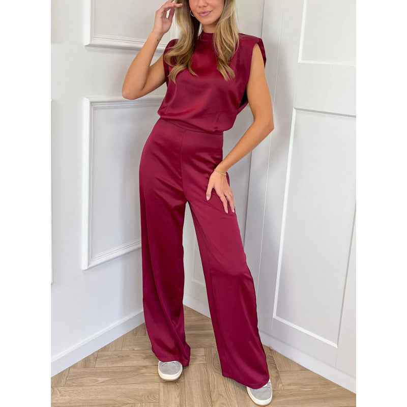 Backless Evening Dress Jumpsuit Solid Color Casual Straight Pants