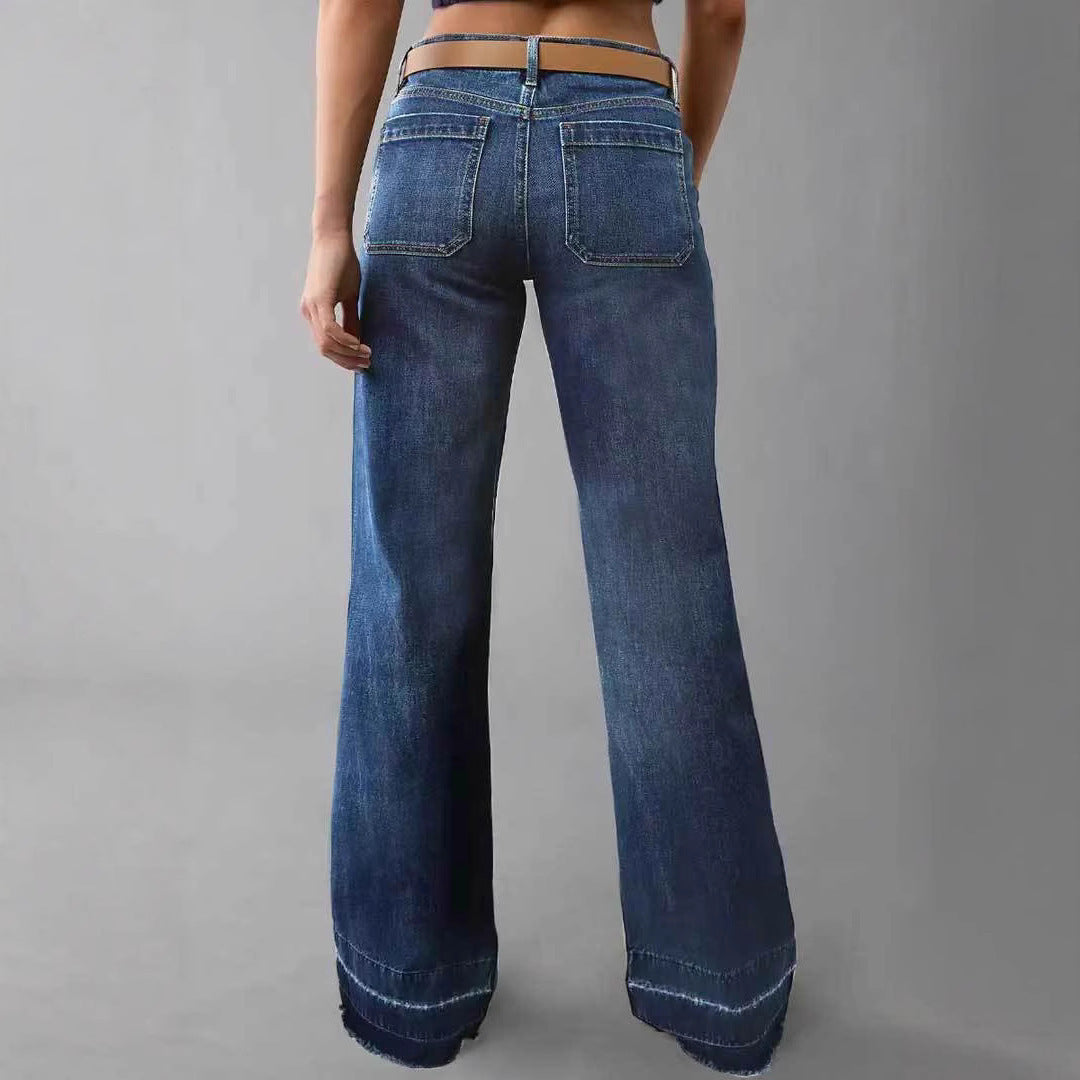 Retro High Waist Straight Loose Slimming And All-matching Jeans - D&A