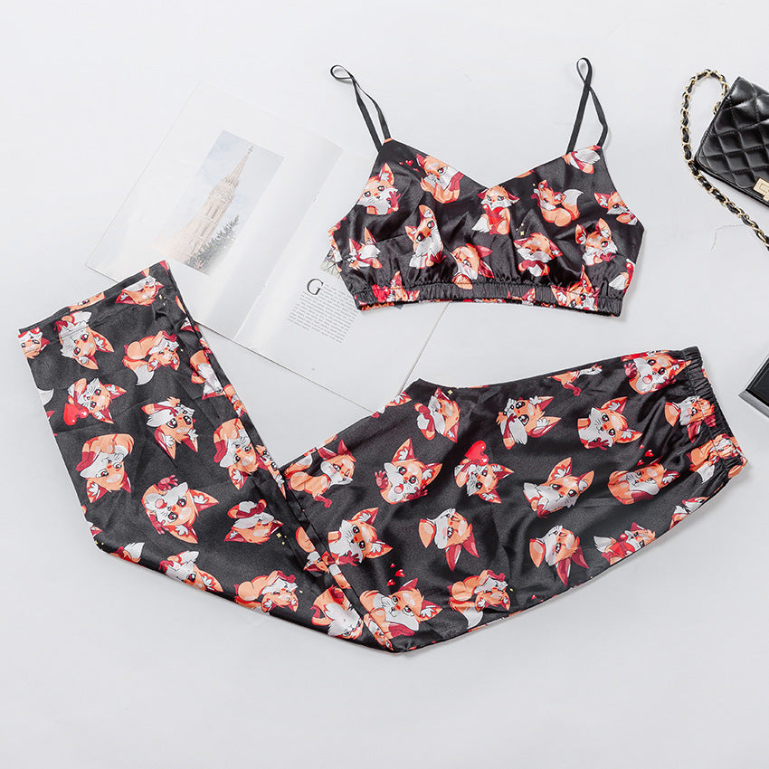 Printed underwear suspender pajamas housewear women - D&A