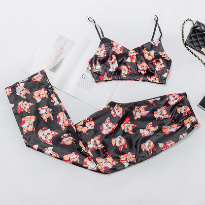 Printed underwear suspender pajamas housewear women - D&A