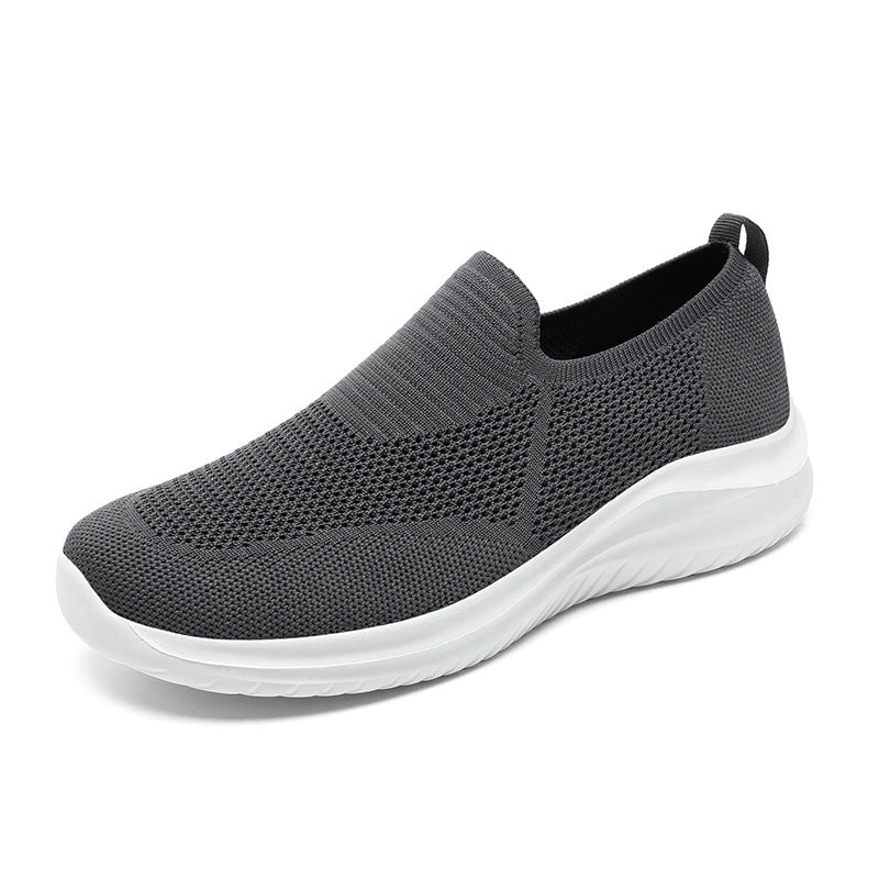Mesh Flying Woven Breathable Loafers Comfortable All-match Shoes Dark Gray - D&A
