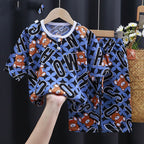 Summer Clothes Cotton Silk Air-conditioning Clothes Baby Clothes Alphabet bear - D&A