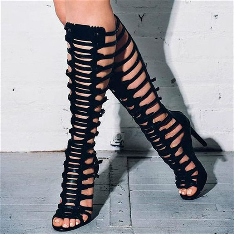 Ins Fashion Runway Laser Hollow Open Toe Roman Style Sandals - D&A