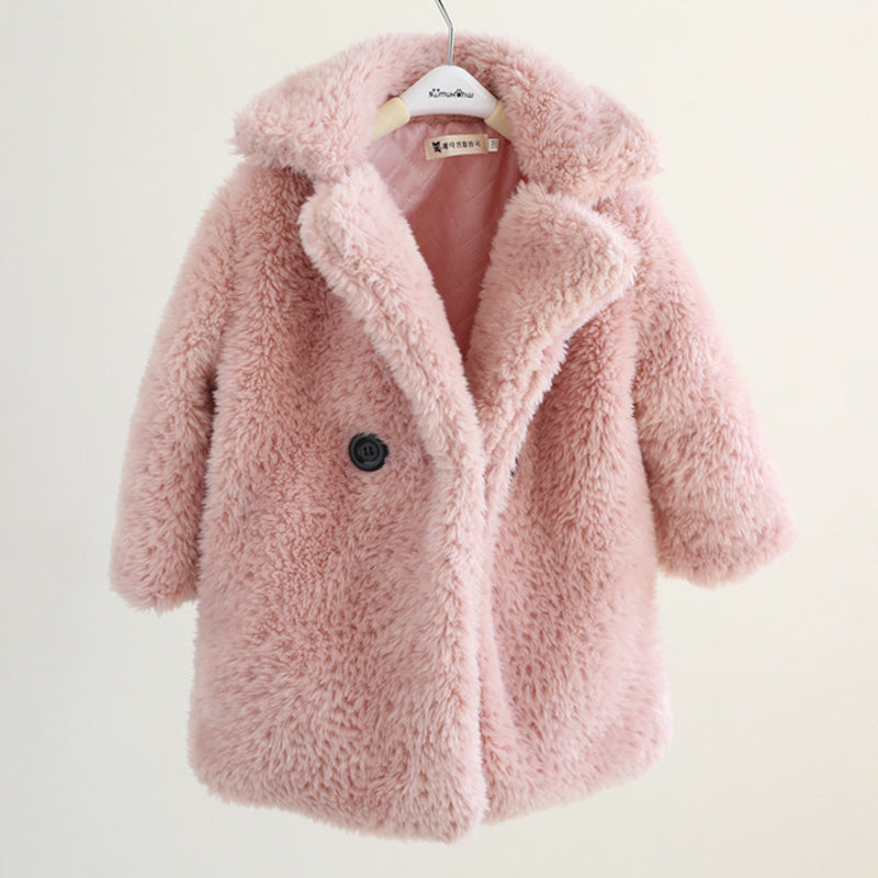 Big Kids Fur Coat In Autumn And Winter Coat Pink - D&A