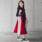 Korean Version Of The Big Kids Girls Multi-color Stitching Fashion A-line Skirt - D&A