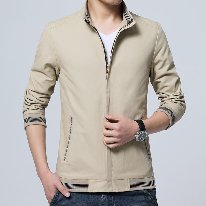 Brand New Spring Autumn Men Casual Jacket Coat Men's Fashion Washed Pure Cotton Brand-Clothing Jackets Male Coats Khaki2 - D&A