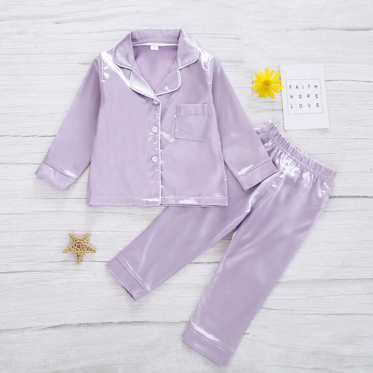 Pure Color Children's Bathrobe Casual Fashion Suit Purple - D&A