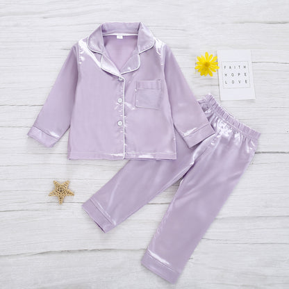 Pure Color Children's Bathrobe Casual Fashion Suit Purple - D&A
