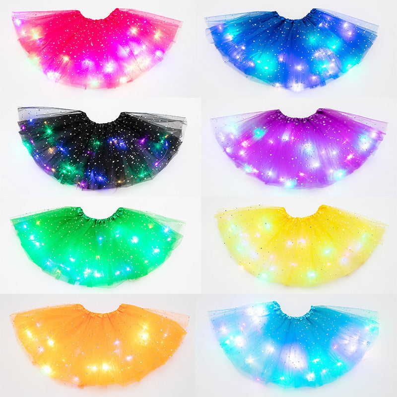 Magical & Luminous LED Princess Halloween Tutu Skirt Sequins Shiny Skirt - D&A