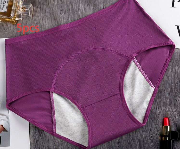 5PCS Menstrual Underwear Women Leak Proof Panties Purple Q5pcs - D&A