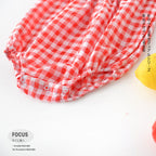 Baby plaid lace sleeves baby triangle romper baby kite clothes - D&A