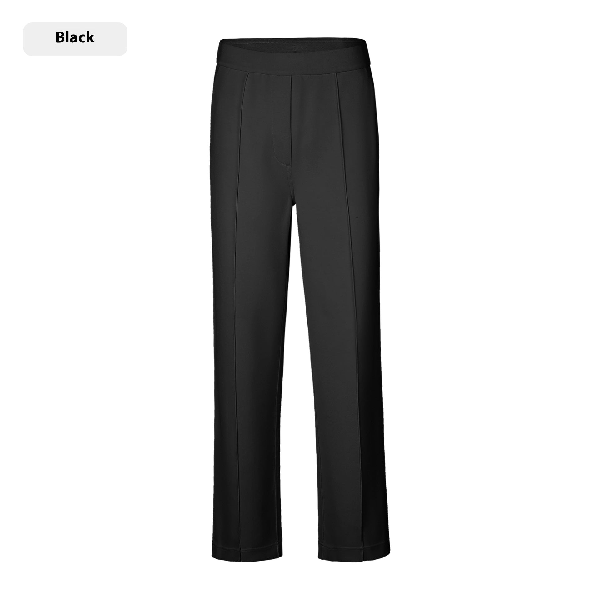 Mid Waist Loose Track Casual All-matching Straight Pants Black - D&A