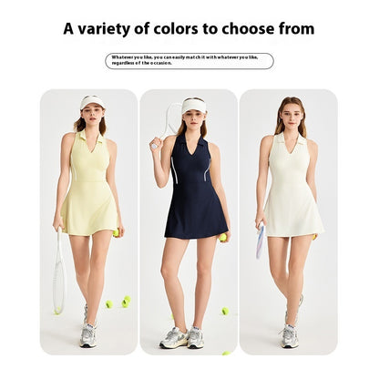 Tennis Dress Sleeveless Women's Chest Pad Fake Two-piece Anti-exposure - D&A