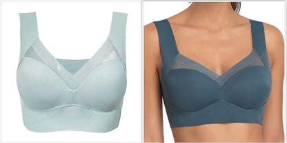 Plus Size Thin Bra Accessory Breast Push Up Bra Dark Blue Light Blue - D&A