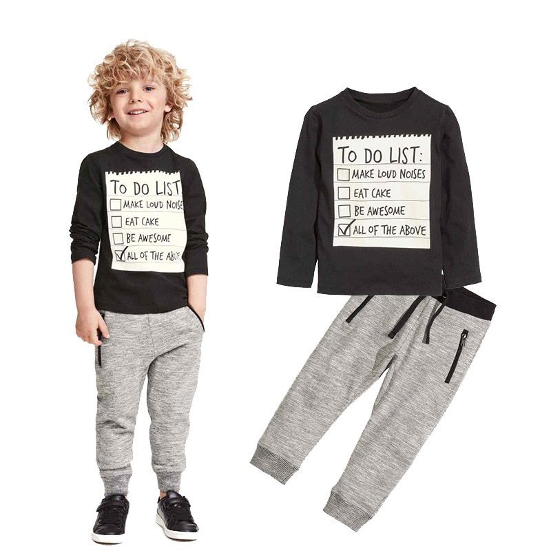 Kids Boys Clothing Set Baby Boy Casual Clothes Spring Autumn Ccotton Long Sleeves T-shirt Pants 2pcs Suit For 3-7 Years - D&A