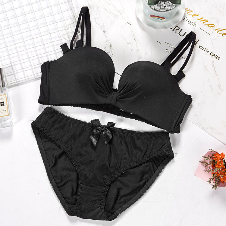 Gathered bra set Black - D&A