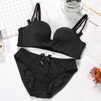 Gathered bra set Black - D&A