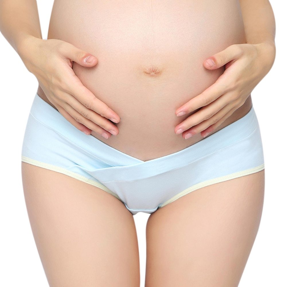 Soft Cotton Belly Support Panties for Pregnant Women Maternity Underwear Breathable V-Shaped Low Waist Panty - D&A