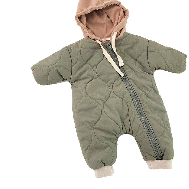 Baby Padded Quilted Kumpsuit Outing Clothes Army Green - D&A