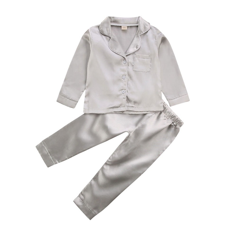 Pure Color Children's Bathrobe Casual Fashion Suit Grey - D&A