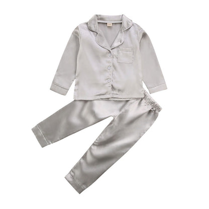 Pure Color Children's Bathrobe Casual Fashion Suit Grey - D&A