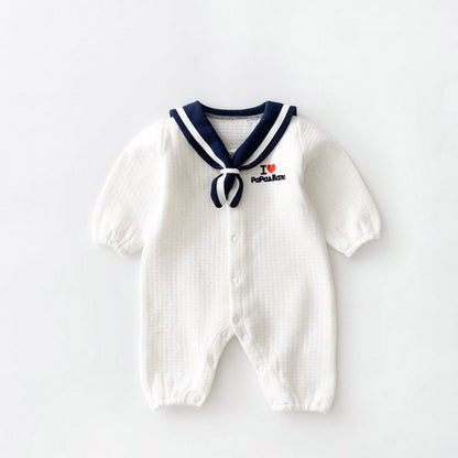 Navy Style Baby Clothes Newborn Clothes Baby Onesies Air cotton - D&A