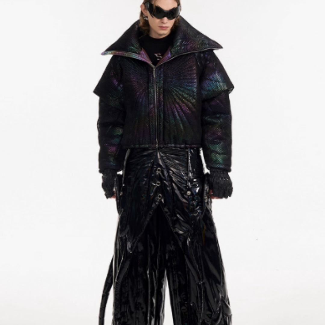 Male Dark Knight Large Collar Alien Short Cotton Jacket Colorful - D&A