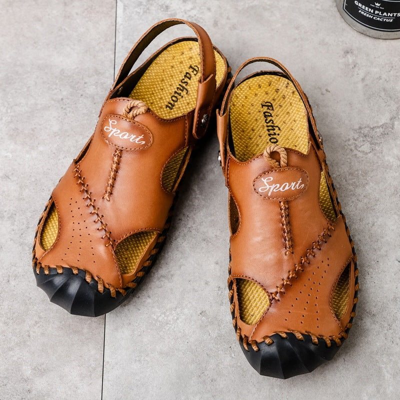 Men's Breathable Casual Hollow Leather Sandals - D&A