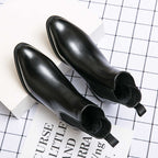 High-top Leather Shoes Men's Pointed Chelsea Booties - D&A