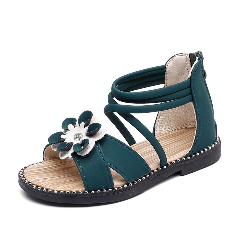 Kids children shoes baby girl beach summer girl sandals Green - D&A