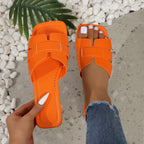 Solid Color Lightweight Flat Slippers Women's Outdoor Beach Sandals - D&A