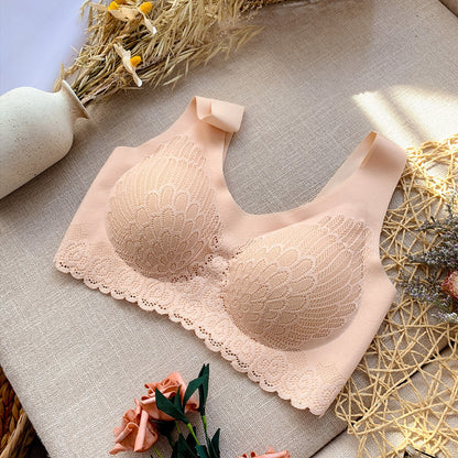 Ice silk gathered sexy lace underwear women Color - D&A