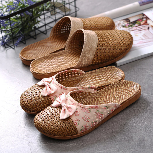 Indoor Non-slip Thick-soled Floor Linen Slippers - D&A