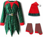 Christmas Kids Clothes Cute Sequin Elf Costumes Green - D&A
