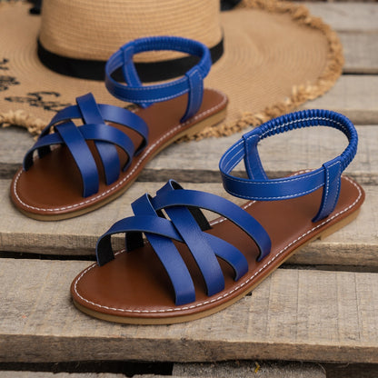 Women's Fashion Flat Bottomed Korean Sandals Blue - D&A
