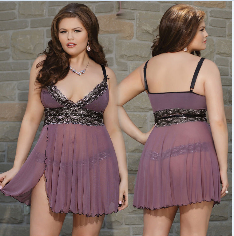 Erotic lingerie with waist suspenders Purple - D&A