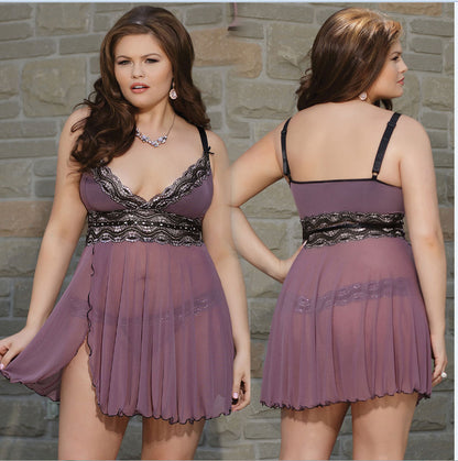 Erotic lingerie with waist suspenders Purple - D&A