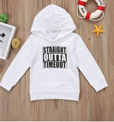 Children's hooded sweater letter top White - D&A