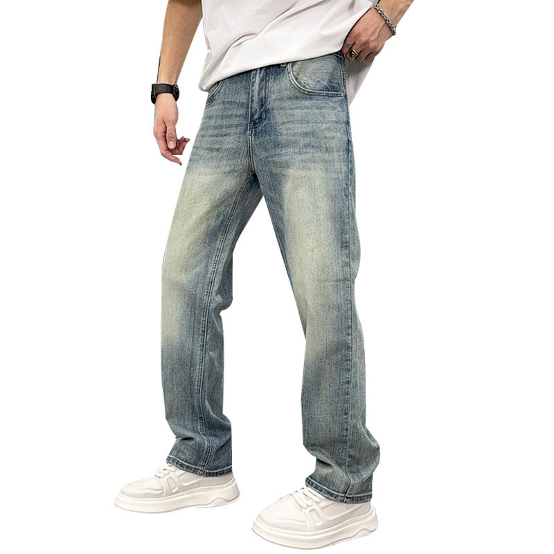 Men's Loose Elastic Casual Light Blue Jeans - D&A