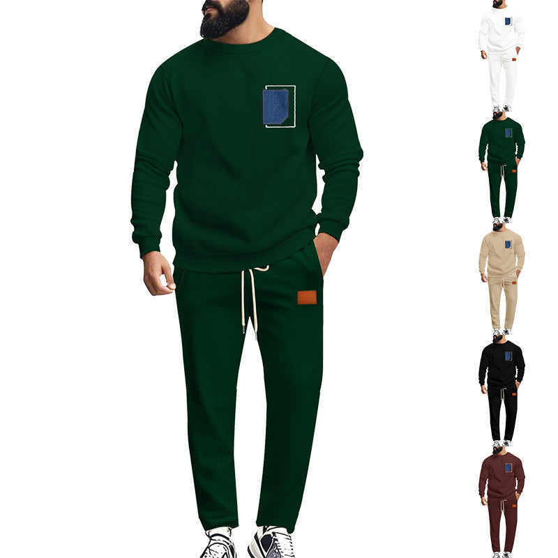 Men's Sport Suit Color Matching Sweater Two-piece Casual Fashion - D&A