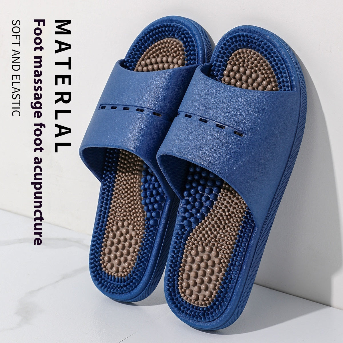 Ball Massage Sandals Bathroom Bath Non-slip Wear-resistant Anti-slip Bath Mat Pedicure Blue543 - D&A